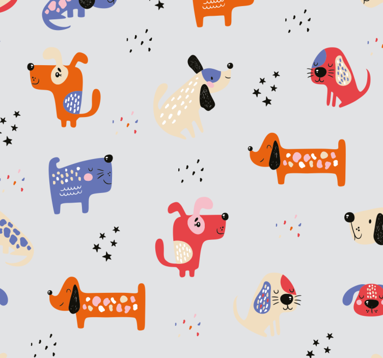 Kinderkamer rolgordijn geïllustreerde honden - TenStickers