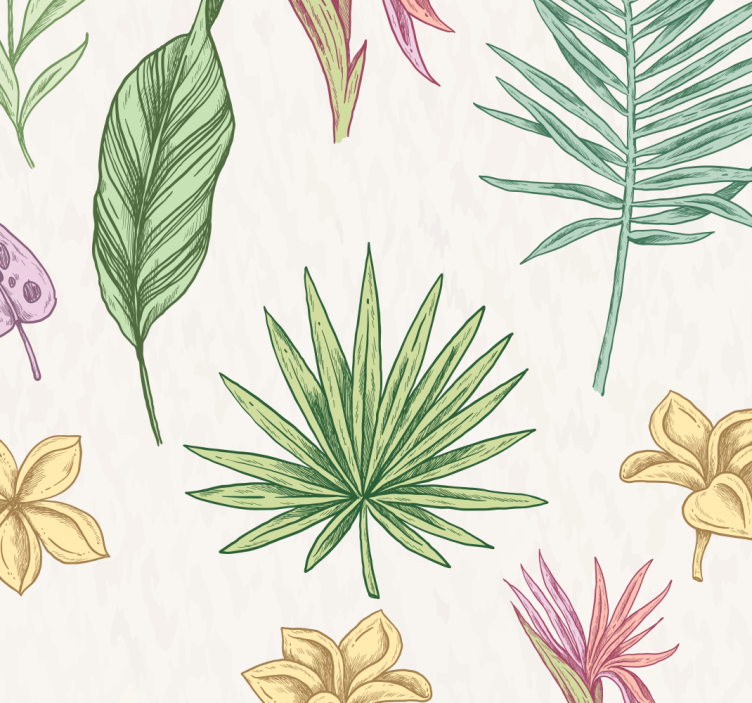 Kinderkamer rolgordijn bloemen en palmbomen - TenStickers