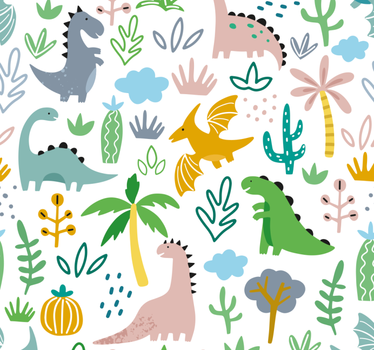 Kinderkamer rolgordijn scandinavisch jurassic patroon - TenStickers