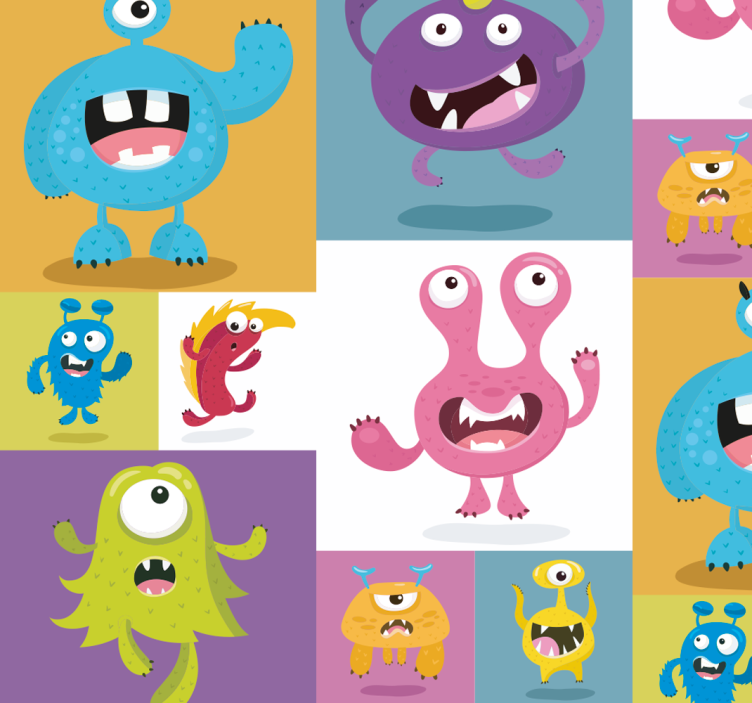 Kinderkamer rolgordijn schattige monsters - TenStickers
