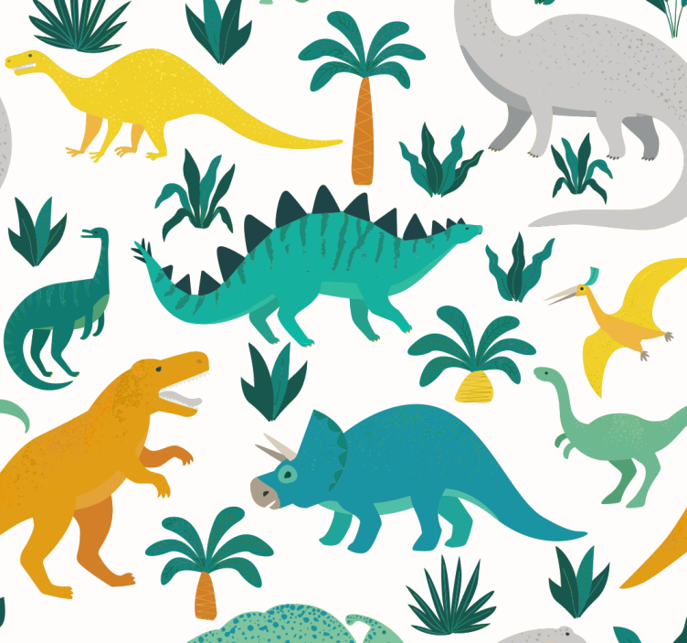 Kinderkamer rolgordijn dinosaurussen met bomen - TenStickers