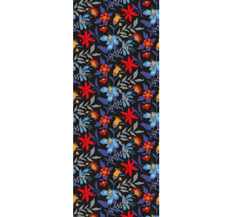 Kantoor rolgordijn flowerprint 'tricot' zwart - TenStickers