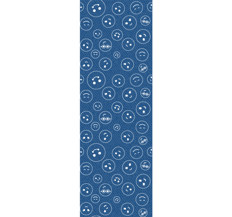 Rolgordijn tienerkamer marineblauwe smiley gezichten - TenStickers