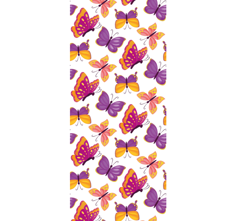 Rolgordijn tienerkamer geel en roze vlinderpatroon - TenStickers