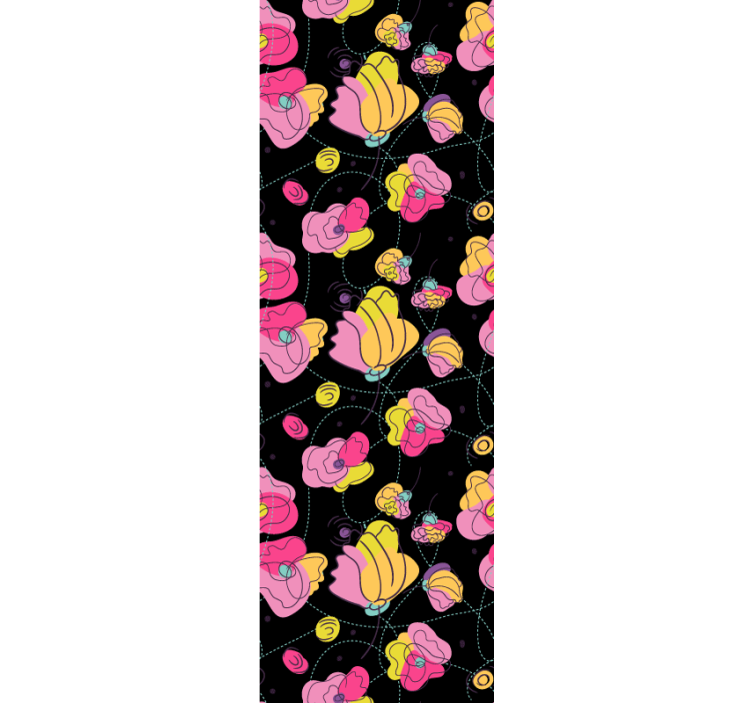 Rolgordijn tienerkamer neon kleuren bloemenpatroon - TenStickers