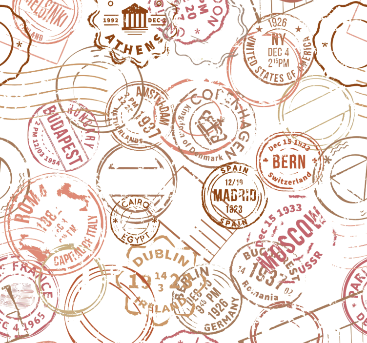 Rolgordijn tienerkamer retro stempels - TenStickers