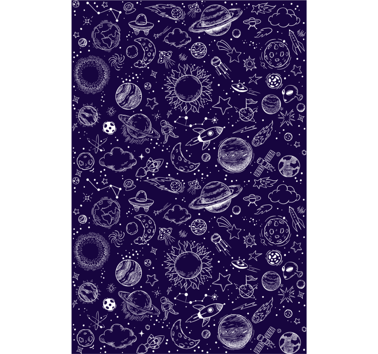 Rolgordijn tienerkamer planet doodle - TenStickers