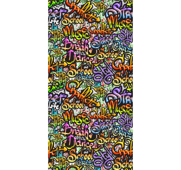 Rolgordijn tienerkamer met graffiti muursticker - TenStickers