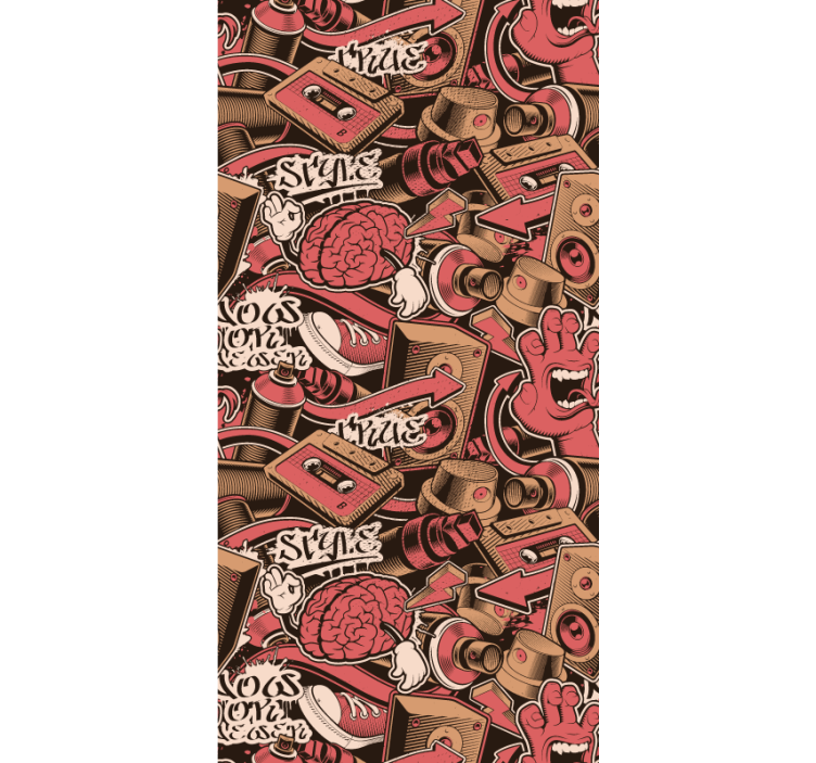 Rolgordijn tienerkamer rood graffiti werk - TenStickers