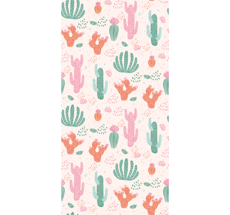 Rolgordijn tienerkamer retro gekleurd cactuspatroon - TenStickers