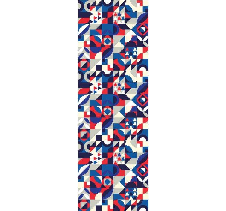 Modern rolgordijn rood en blauw mozaïekpatroon - TenStickers