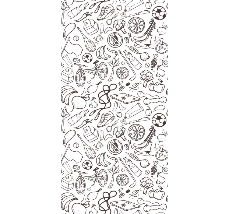 Modern rolgordijn met fitness en sport symbolen doodles - TenStickers