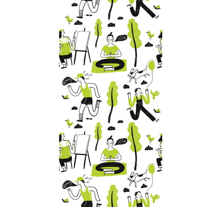 Modern rolgordijn gezonde levensstijl doodle set - TenStickers