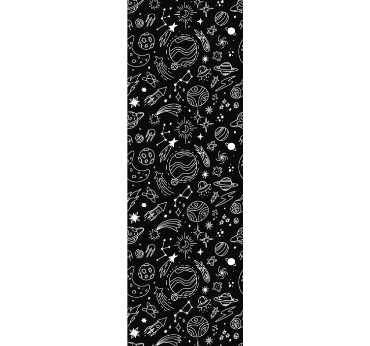 Modern rolgordijn zwart-witte kosmische illustraties - TenStickers