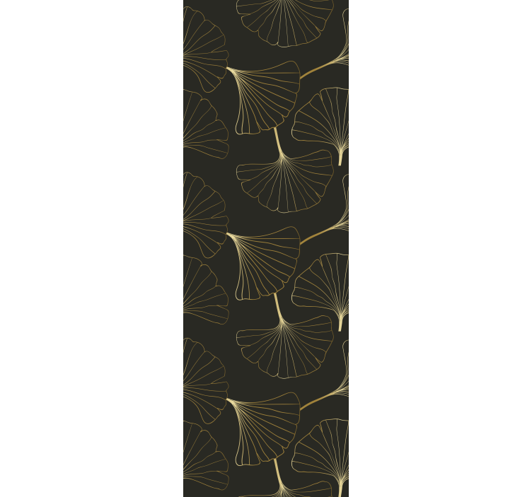 Modern rolgordijn ginkgo bladeren charcoal goud - TenStickers