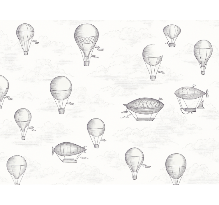 Rolgordijn grijs vintage luchten & luchtballonnen - TenStickers