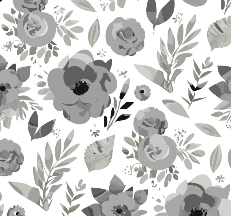 Rolgordijn grijs aquarella bloemen - TenStickers