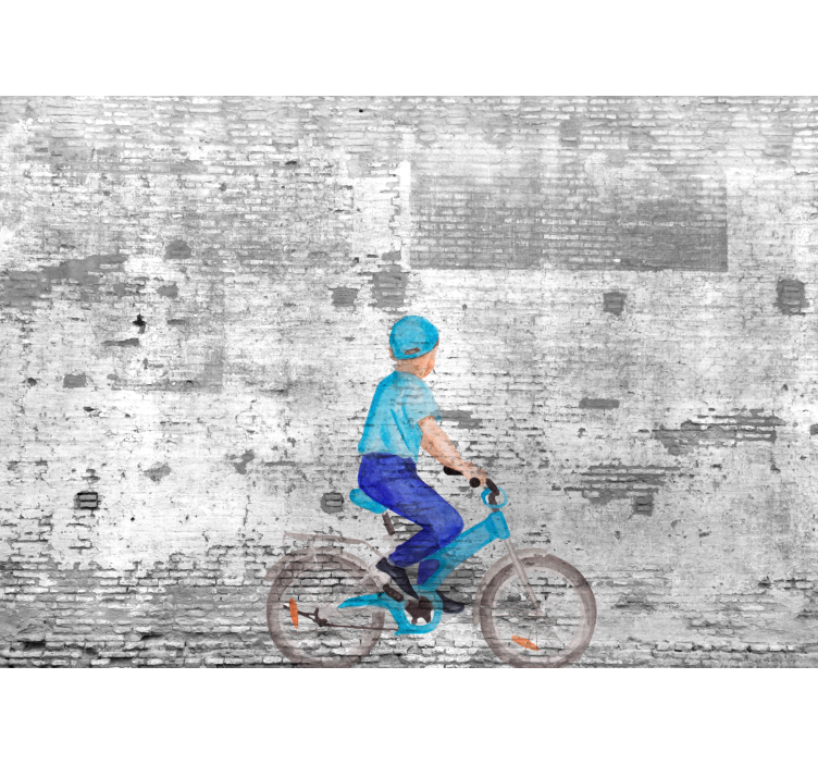 Keuken rolgordijn kinderen op een fiets graffiti - TenStickers