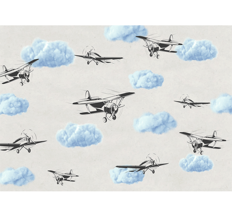 Wit rolgordijn vliegtuigen in de lucht - TenStickers