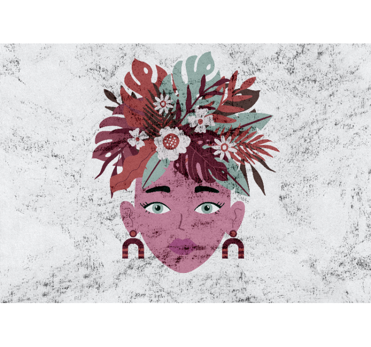 Wit rolgordijn modern ontwerp van vrouw en bloemen - TenStickers