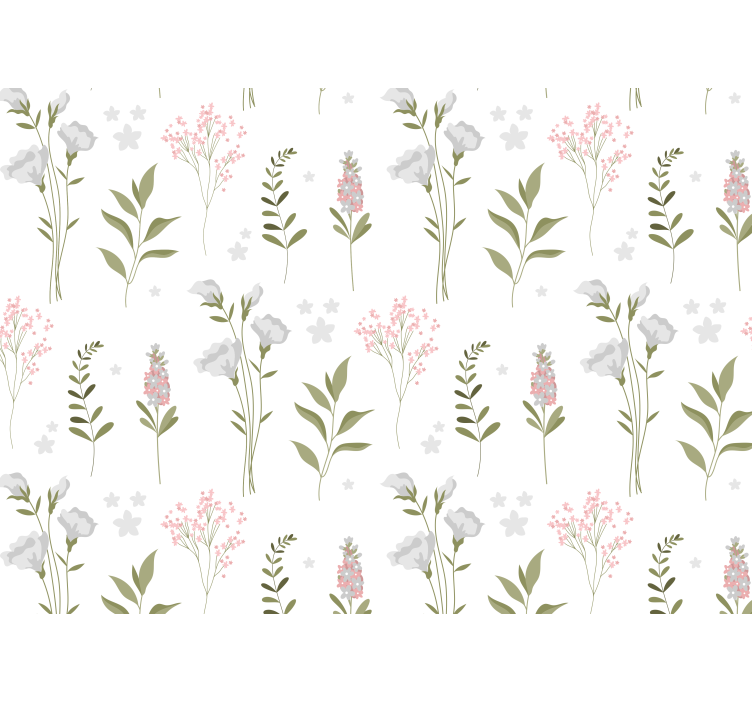 Wit rolgordijn met minimalistisch bloemenpatroon - TenStickers