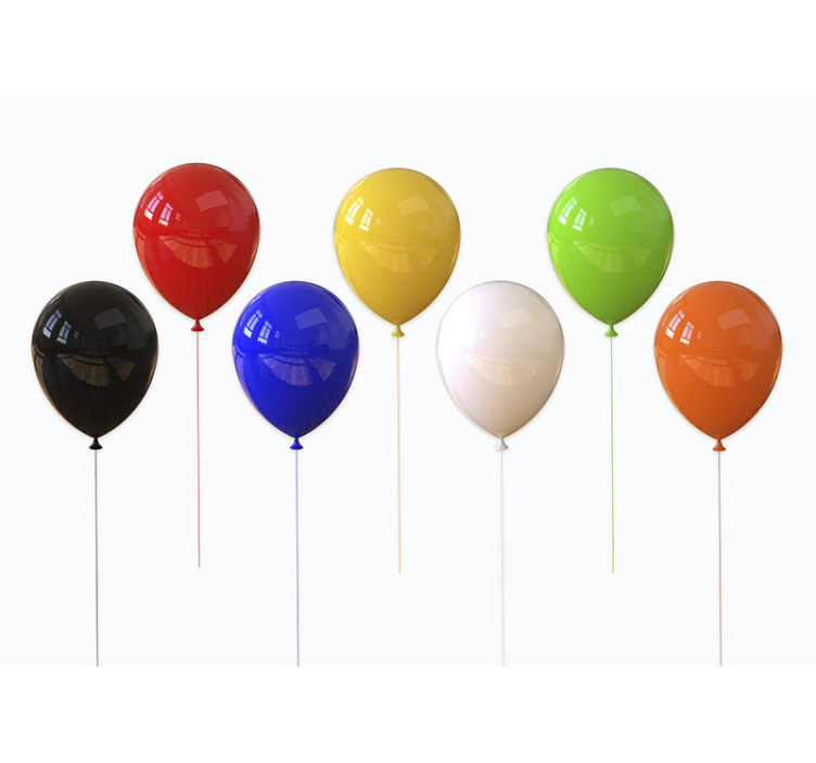 Wit rolgordijn 3d realistisch gekleurde ballonnen - TenStickers