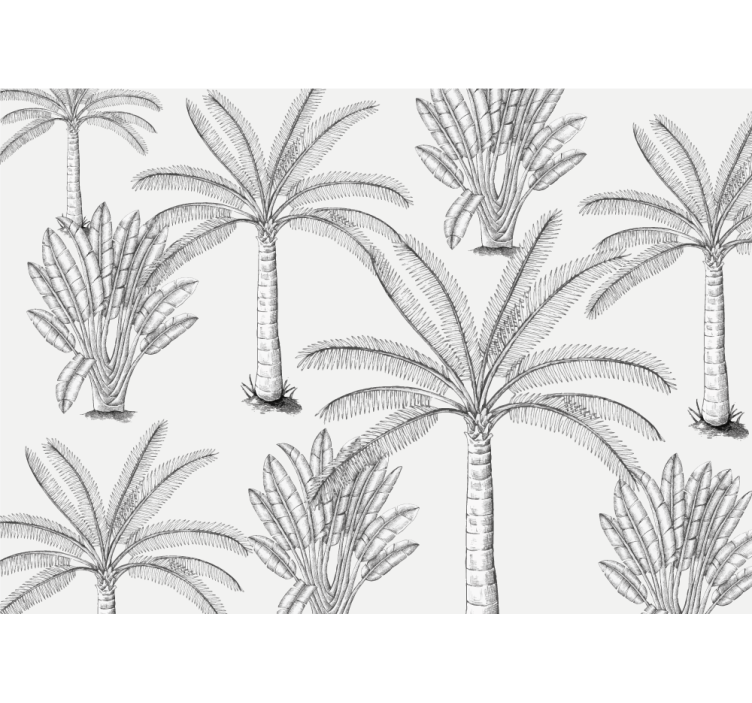 Wit rolgordijn met zwart-wit palmbomen design - TenStickers