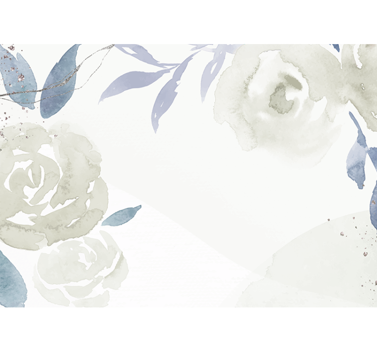 Wit rolgordijn bloemendecor artistieke illustratie - TenStickers