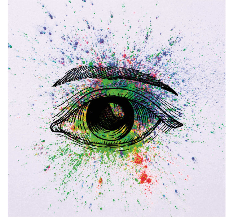 Rolgordijn woonkamer abstract kleurrijke ogen - TenStickers