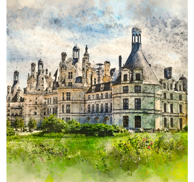 Rolgordijn woonkamer franse kasteel - TenStickers