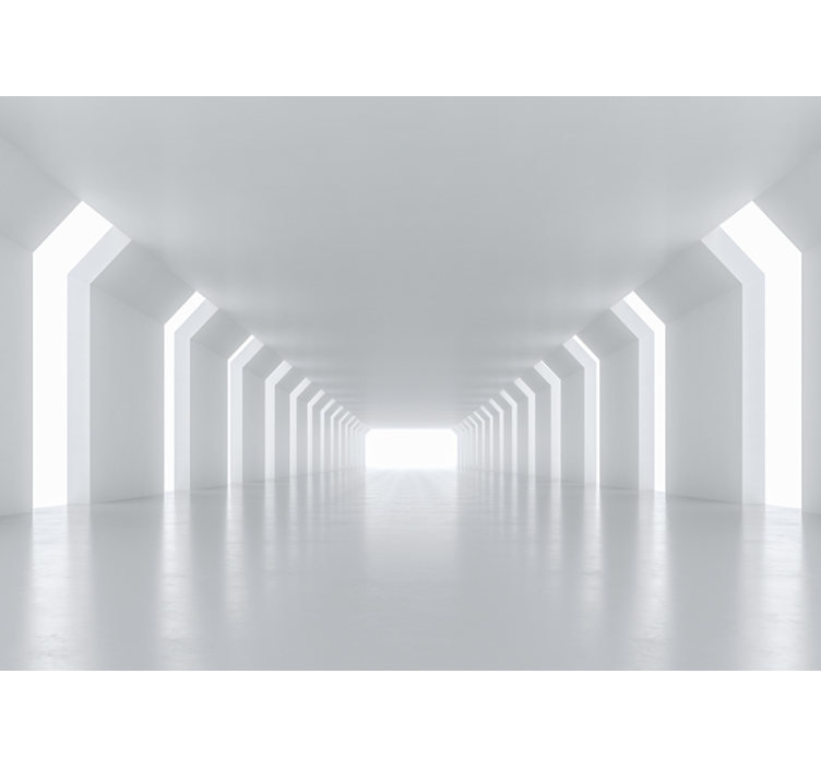 Wit rolgordijn futuristisch gangperspectief - TenStickers