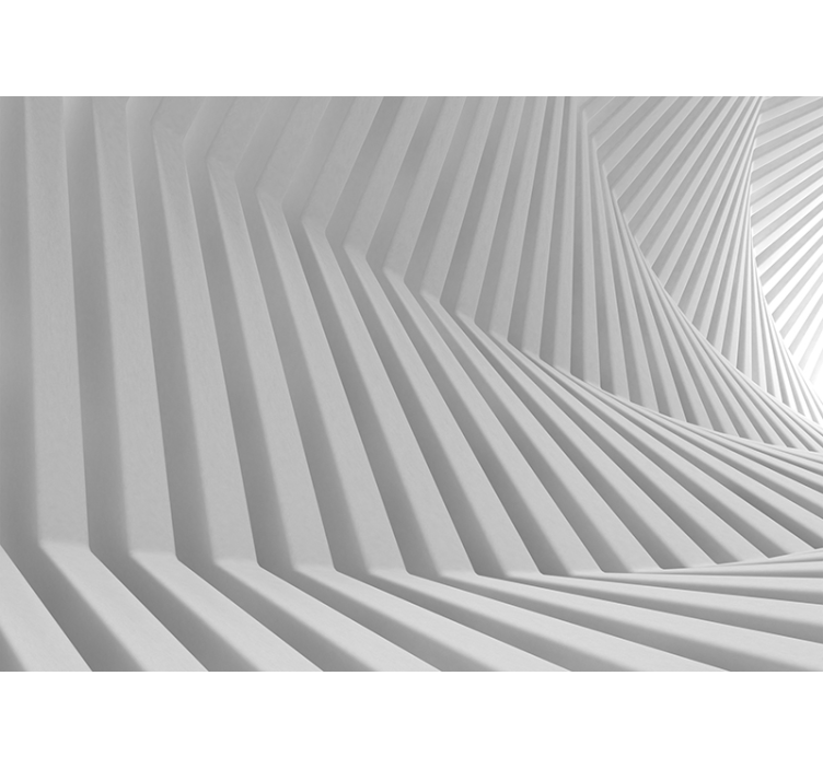 Wit rolgordijn abstract geometrische golven - TenStickers