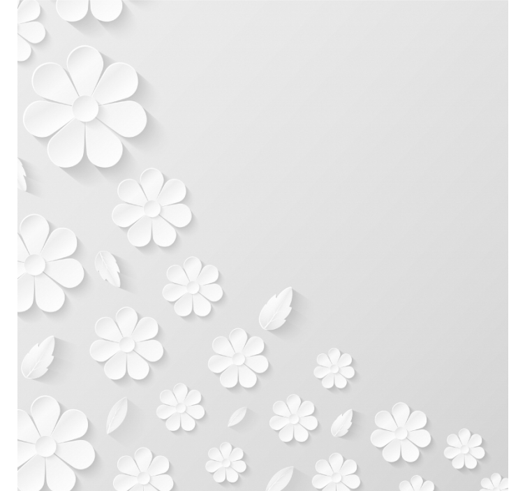 Wit rolgordijn met papieren bloemen achtergrond - TenStickers