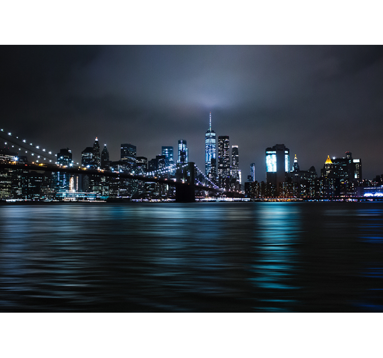 Rolgordijn zwart urban night panorama - TenStickers