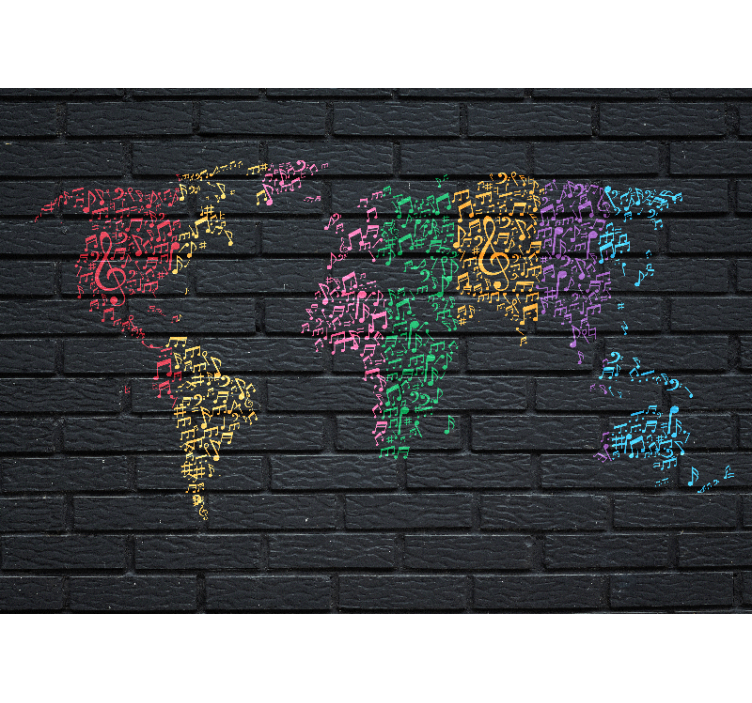 Rolgordijn zwart met wereldkaart en muziekgeluiden - TenStickers