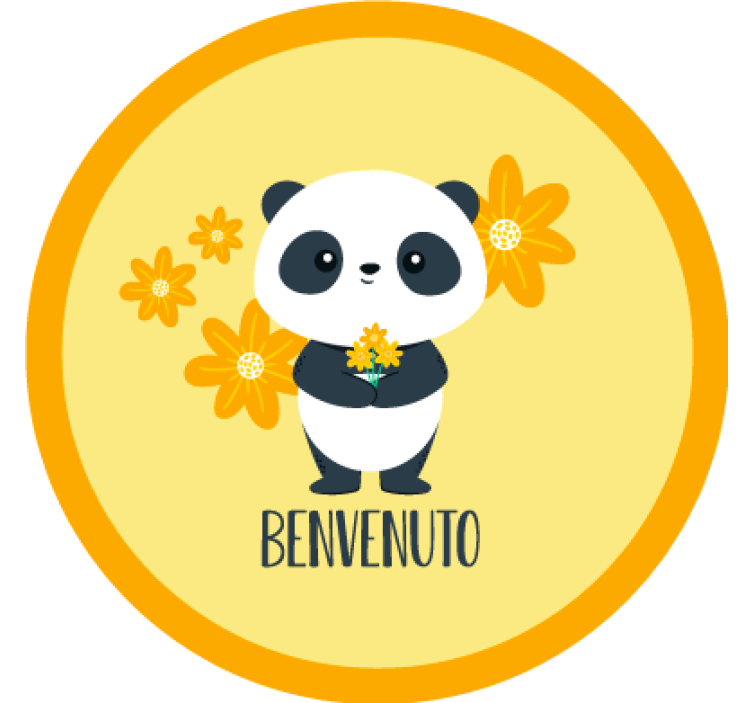 Rolgordijn geel panda welkom in mijn kamer - TenStickers