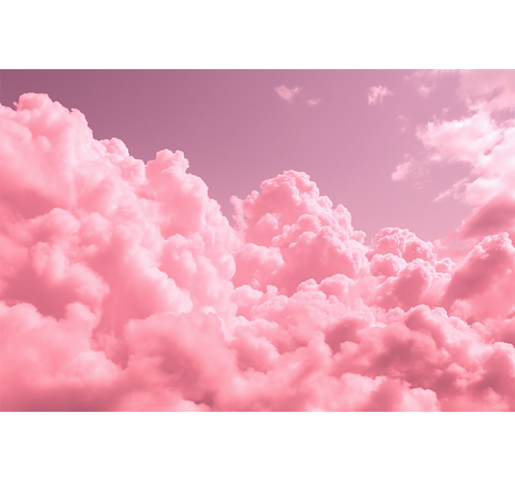 Rolgordijn roze met pluizige roze wolken - TenStickers