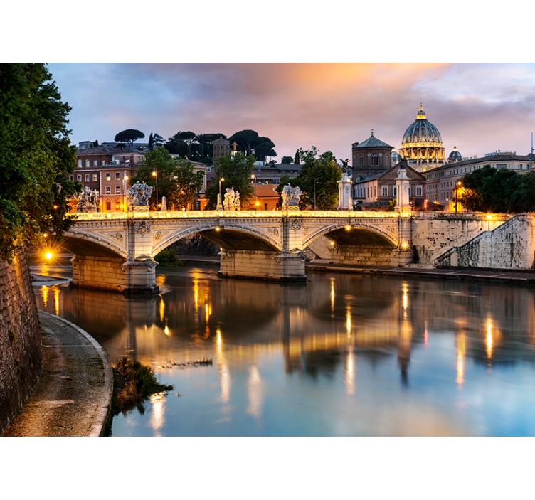 Rolgordijn woonkamer romeinse uitzicht vanaf de tevere - TenStickers
