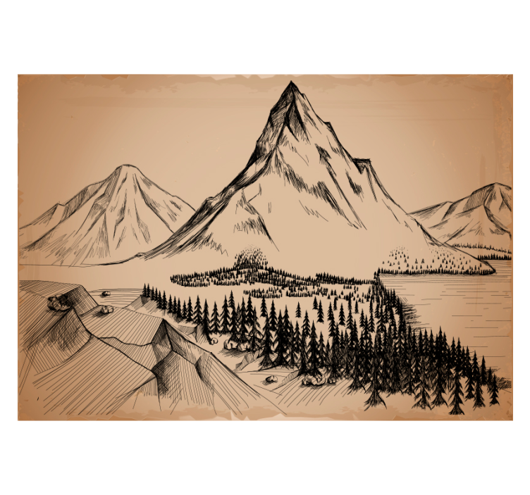Rolgordijn woonkamer forest gravure - TenStickers