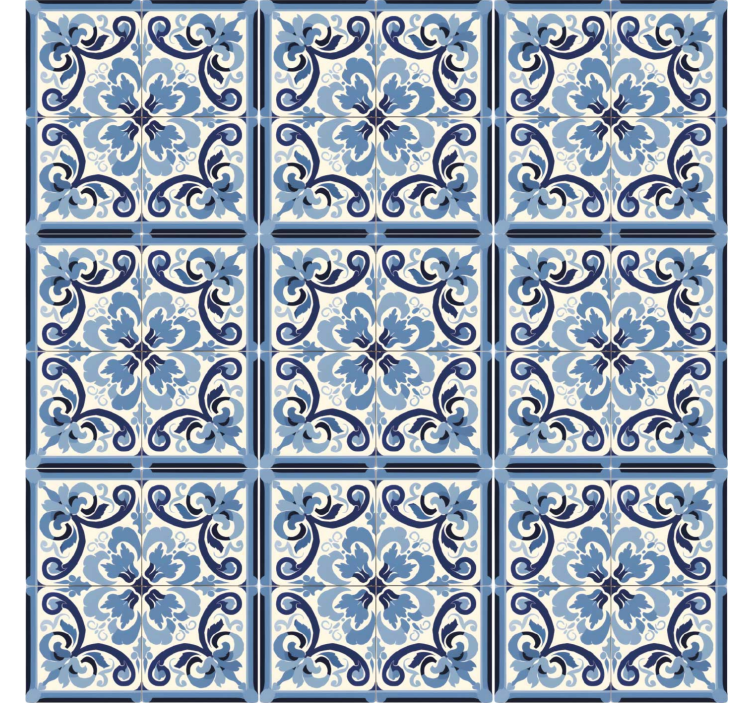 Blauw rolgordijn met blauw-wit bloemenpatroon - TenStickers