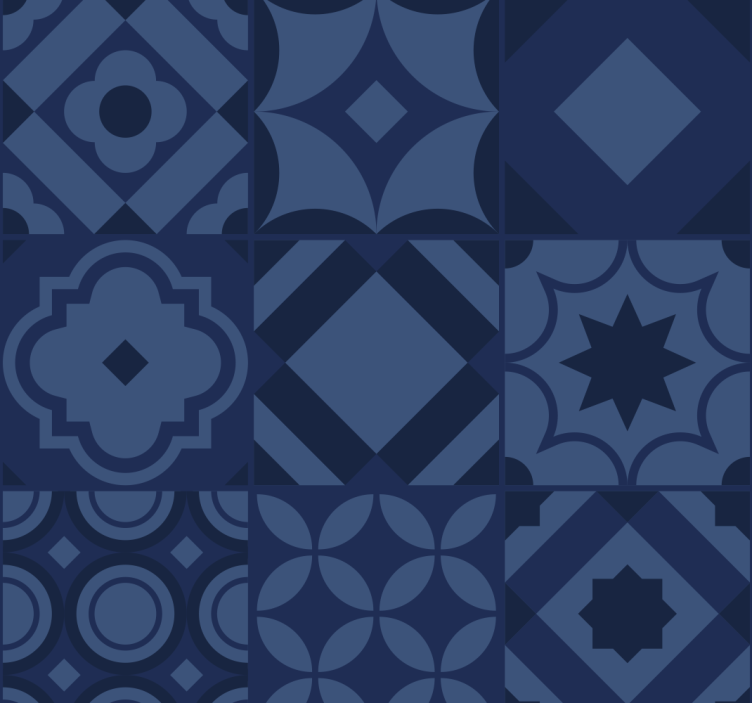 Blauw rolgordijn marineblauwe tegels - TenStickers