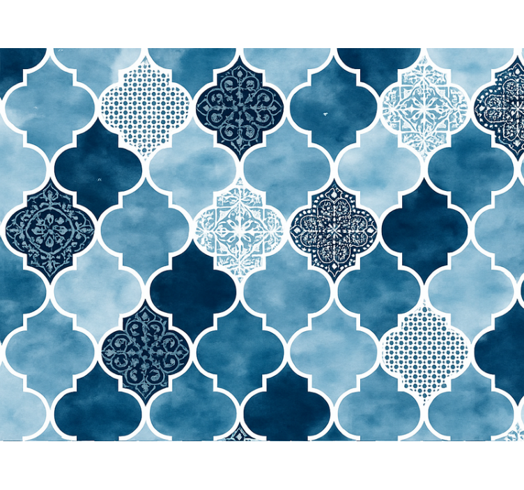 Blauw rolgordijn watercolor marokkaans - TenStickers
