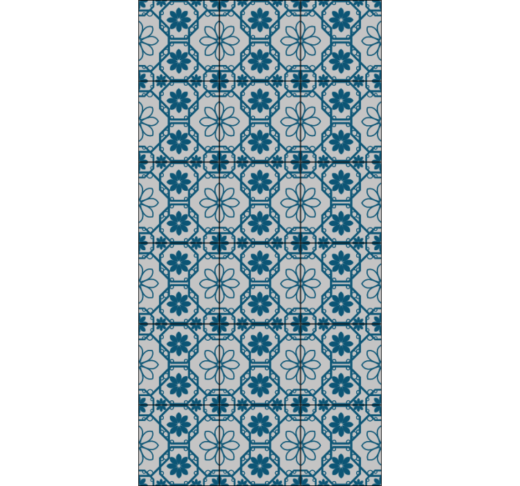 Blauw rolgordijn floral mozaïek tegel - TenStickers