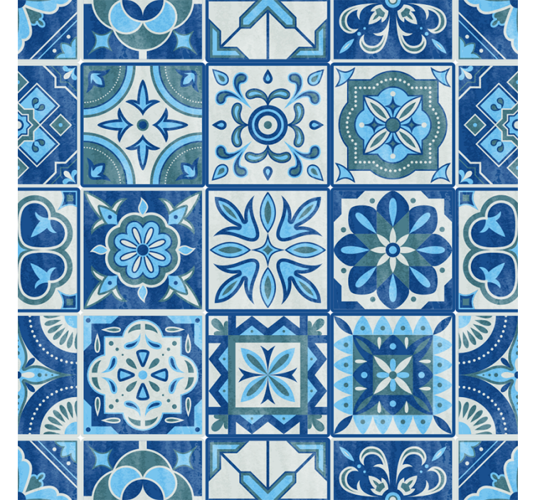 Blauw rolgordijn talavera blauw patroon - TenStickers