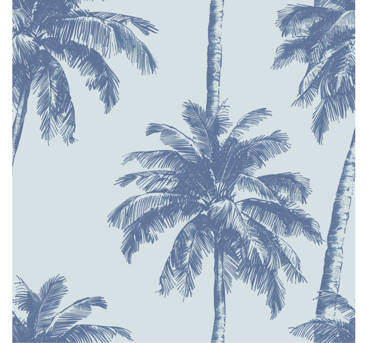 Blauw rolgordijn met palmenpatroon - TenStickers