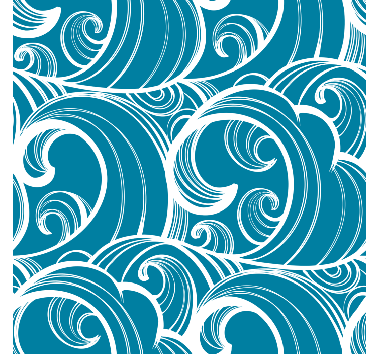 Blauw rolgordijn golfpatroon blauw - TenStickers