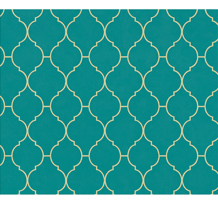 Blauw rolgordijn met goud en turquoise motief - TenStickers
