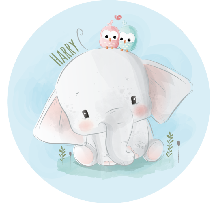 Blauw rolgordijn blauwe grote olifant - TenStickers