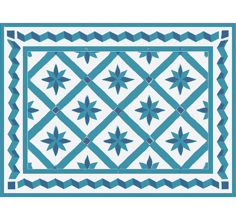 Blauw rolgordijn met geometrische sterrentegels - TenStickers