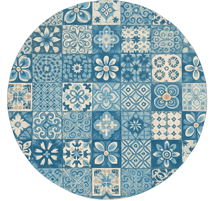 Blauw rolgordijn met cirkelvormige mozaïektegels - TenStickers